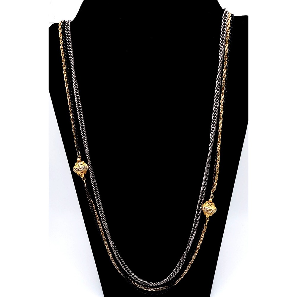 Celebrity NY Triple Strand Necklace Mixed Metal Vintage‎